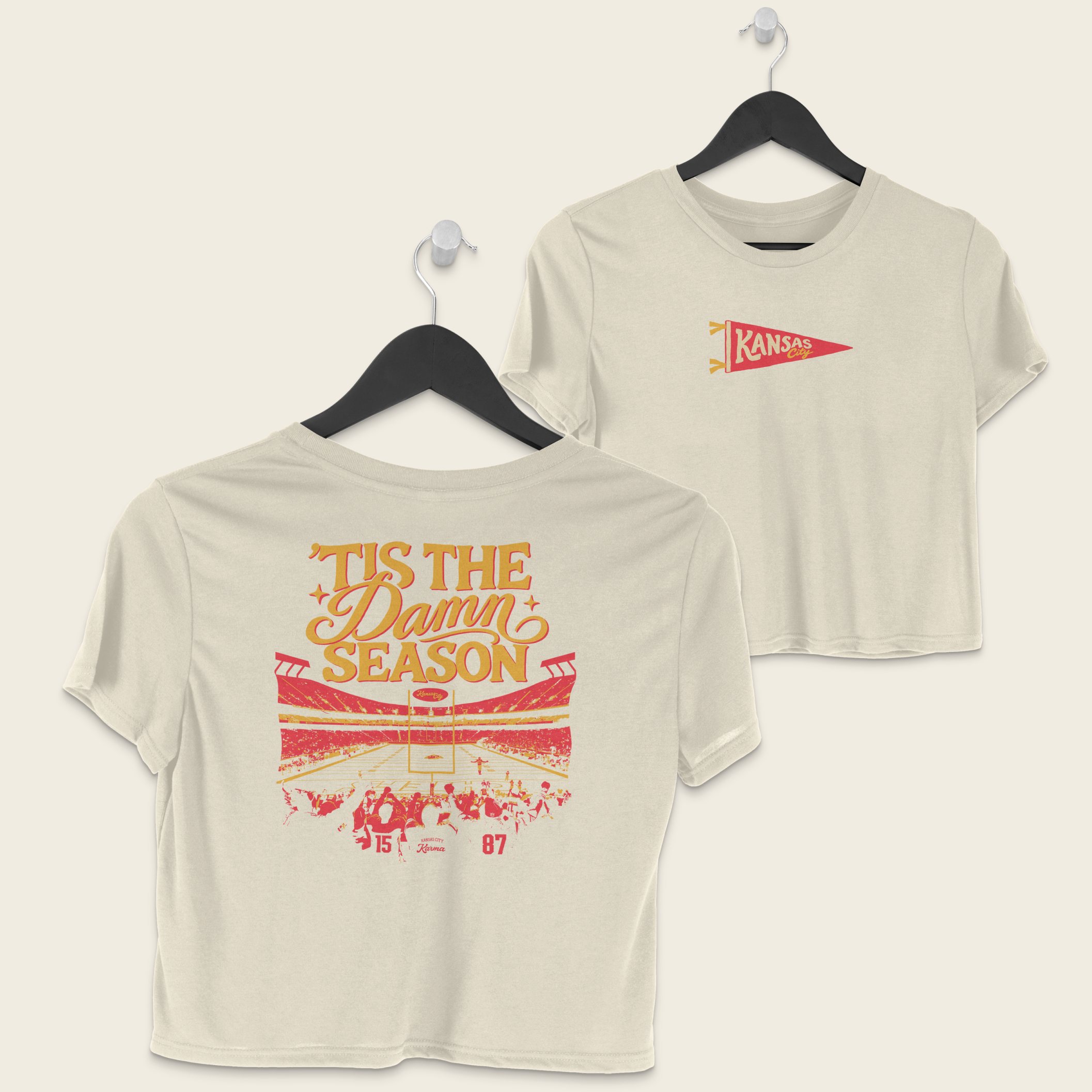 ’Tis the Damn Season Kansas City Stadium Boxy Tee in Ivory