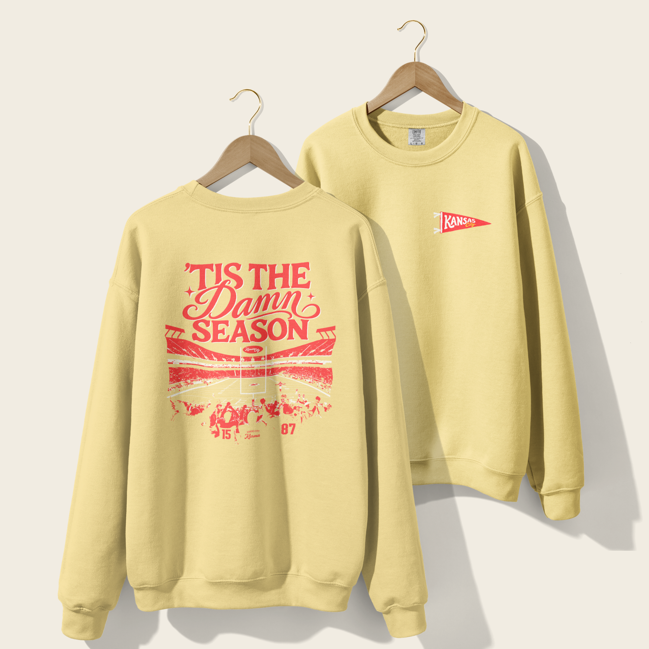 ’Tis the Damn Season Kansas City Stadium Crewneck in Butter