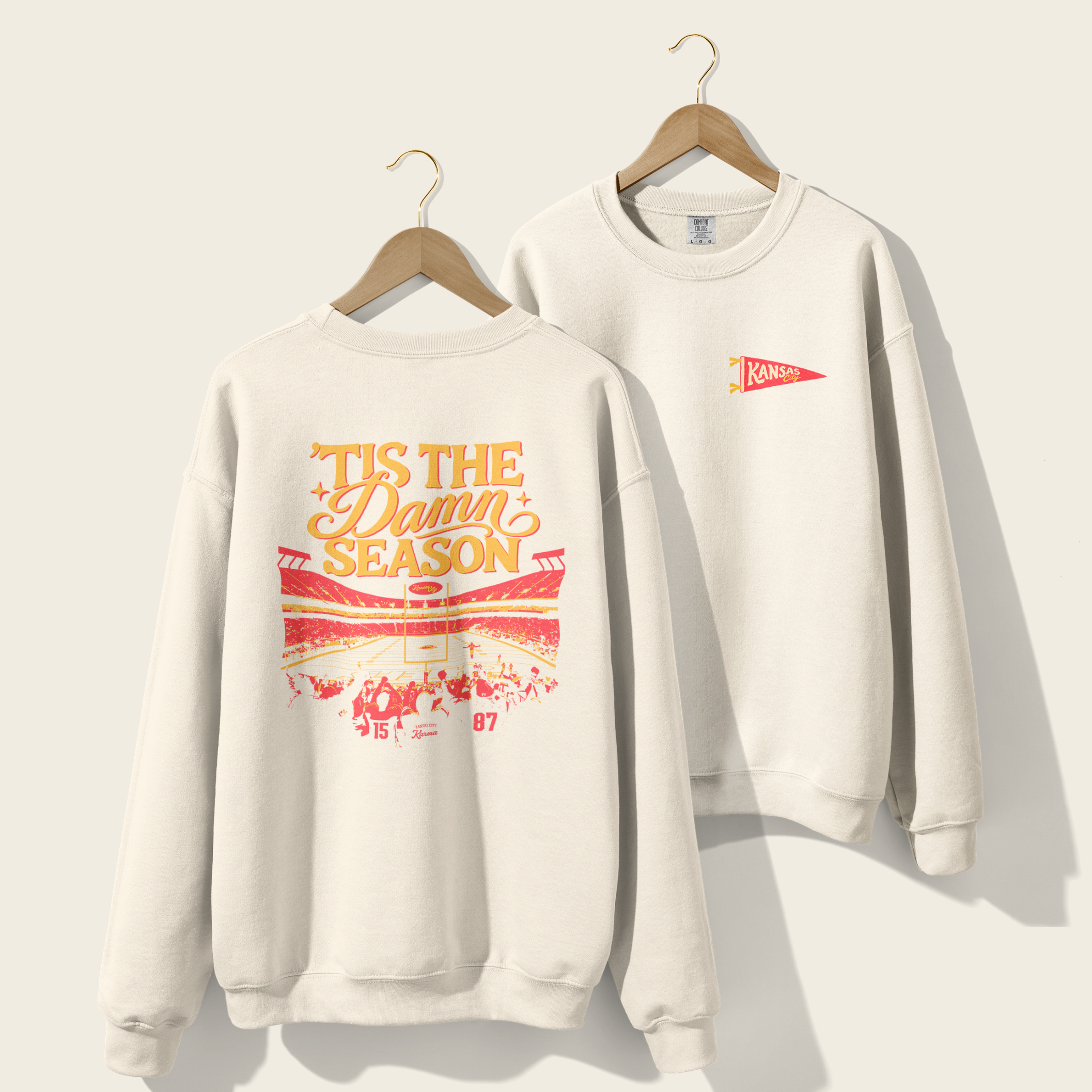 ’Tis the Damn Season Kansas City Stadium Crewneck in White
