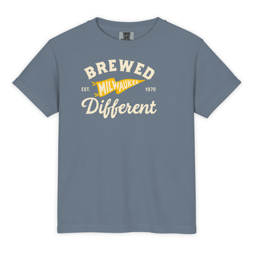 Kid's Brewed Different Milwaukee Tee in Blue Jean