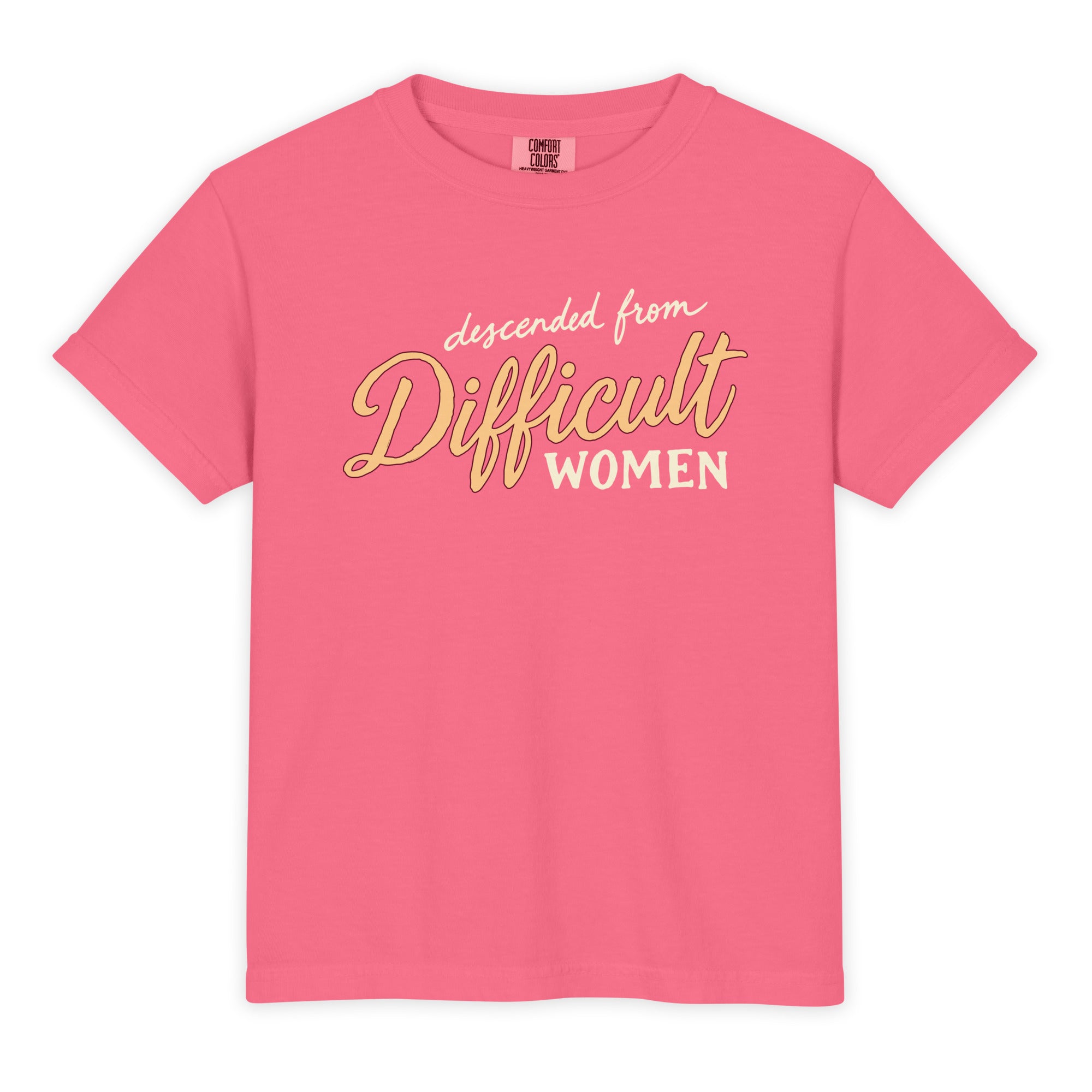 Kid's Descended From Difficult Women Tee in Crunchberry