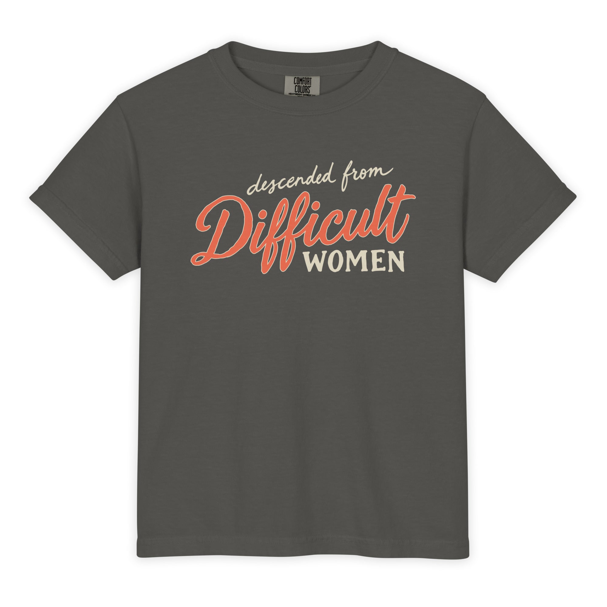 Kid's Descended From Difficult Women Tee in Pepper