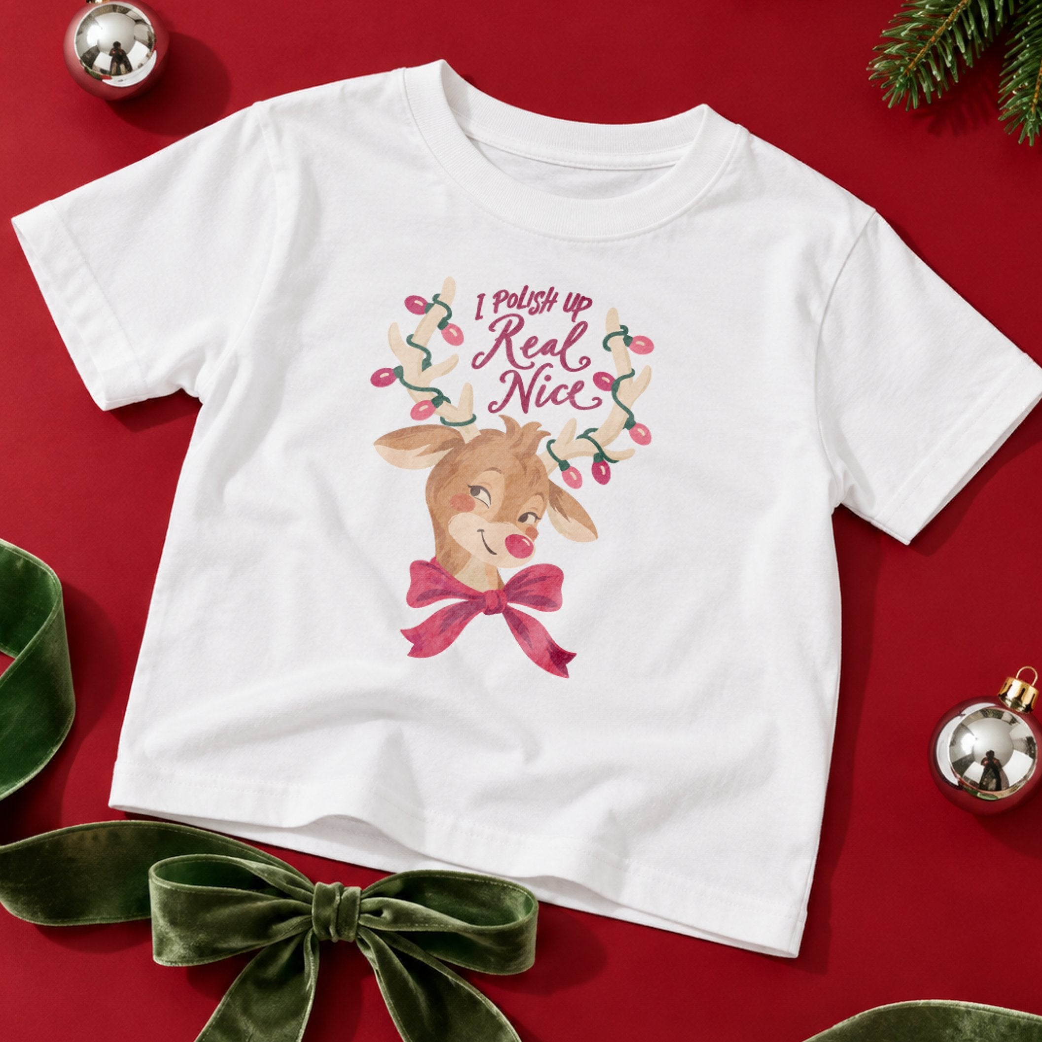 Kid's I Polish Up Real Nice Tee in White
